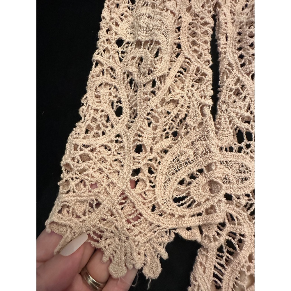 Adiva Pink Crochet Lace Blouse 3/4 Sleeve Lined Boho Top Medium B2B3934B057AN